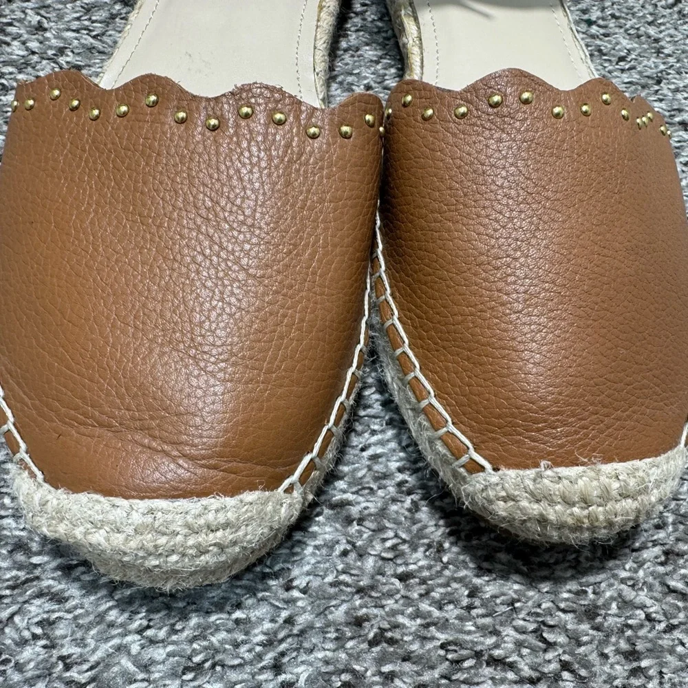Marc Fisher Jarquis Espadrille Sandals Tan Studded Ankle Strap Size 8.5 Leather - Picture 4 of 14